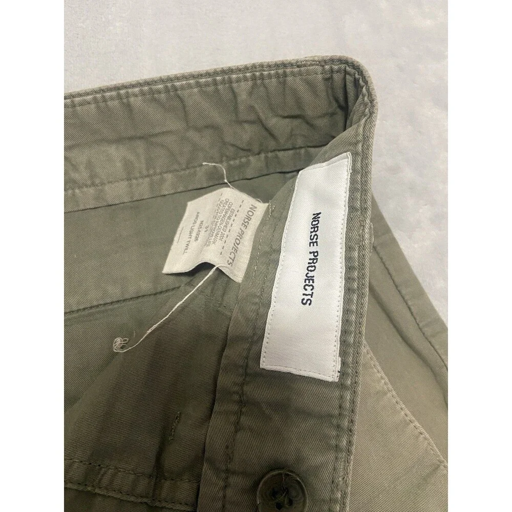 Norse Projects Aros Light Twill Chino Pants Olive Green Mens W31 Regular - Picture 8 of 16